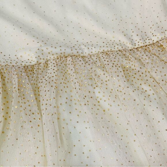 Forever Me Ivory Tulle Gold Accent Party Dress Sz 6 Girls - Picture 5 of 9